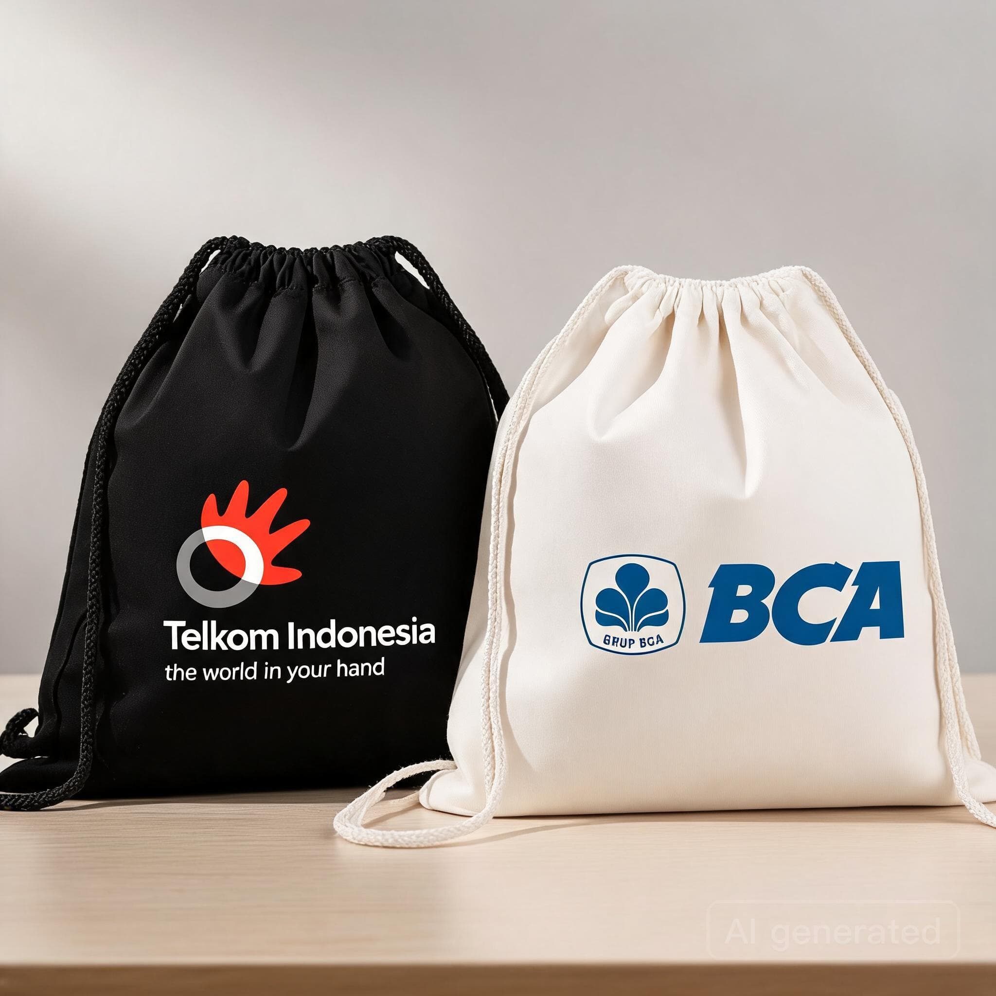 Tas Serut Kanvas - cetak logo