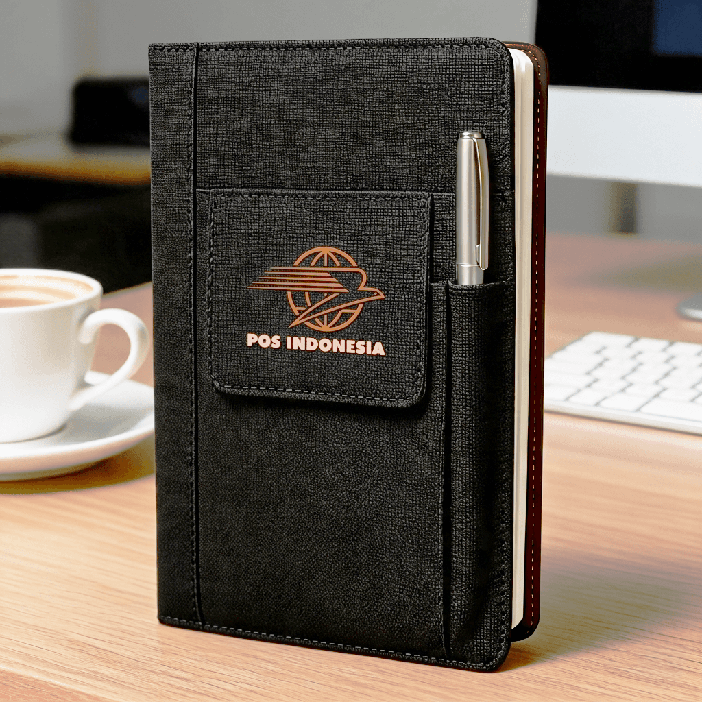 Notebook Luslax A5 dengan Saku - cetak logo
