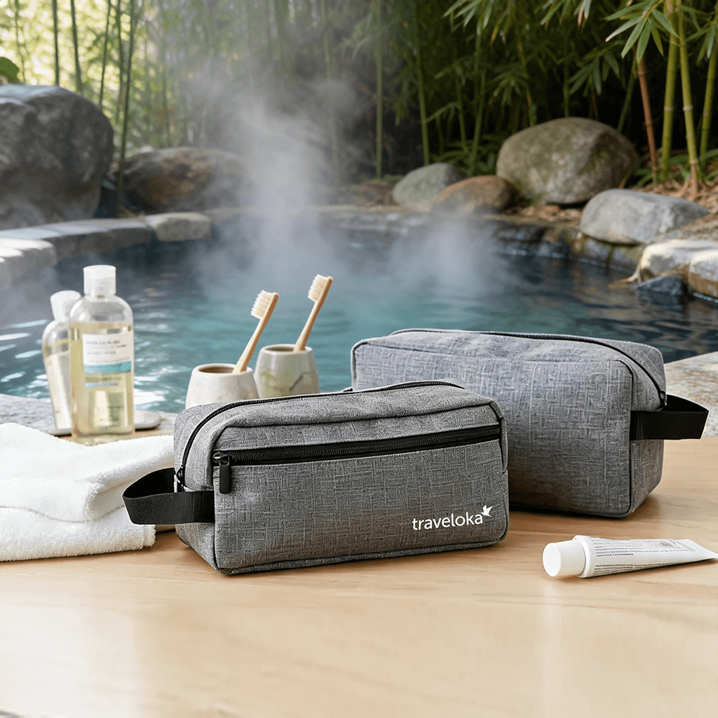 Travel Kit Toiletries, Travel Pouch - cetak logo