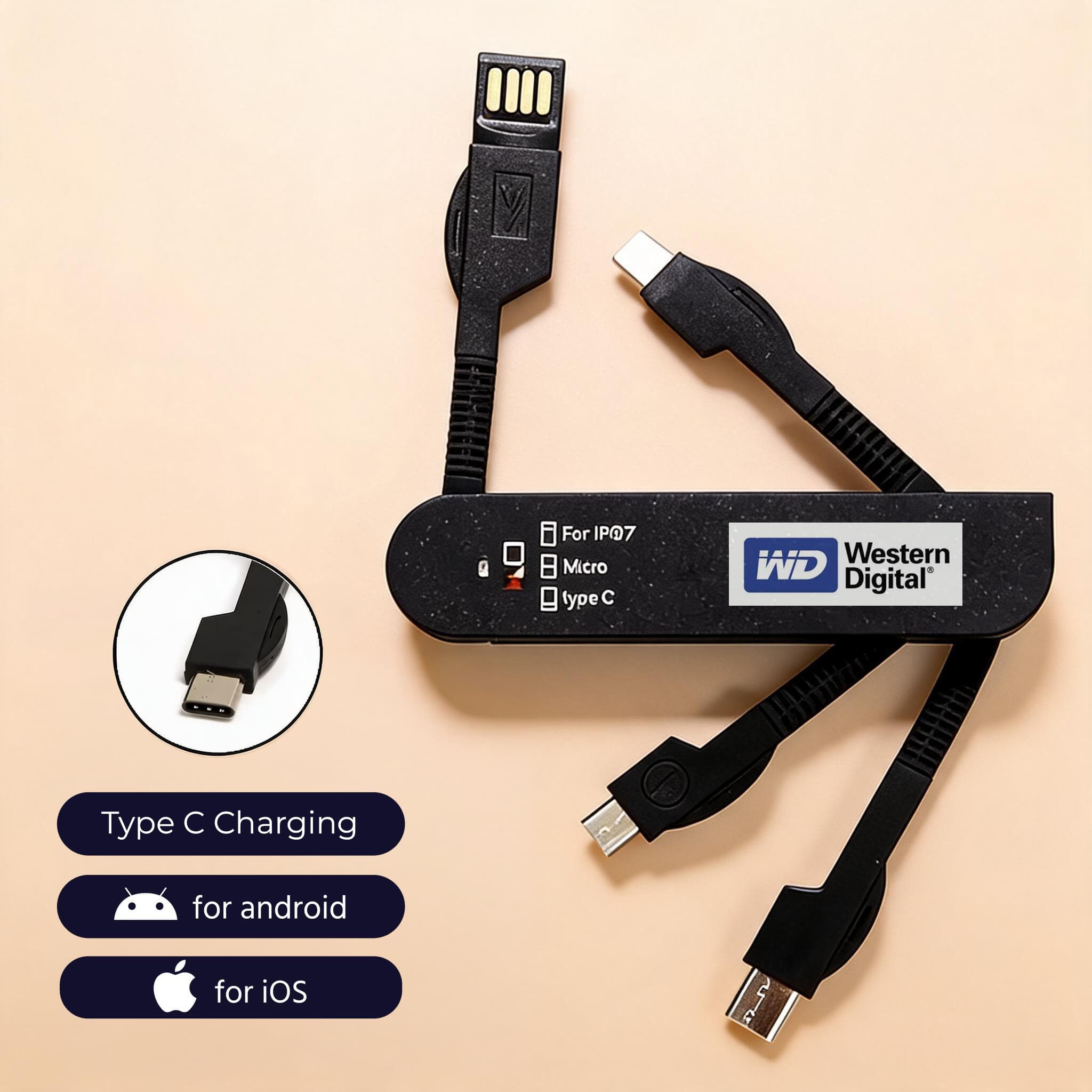 Kabel Putar (dengan Type-C) - cetak logo