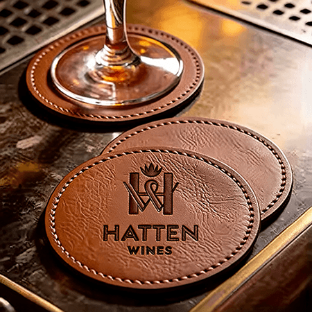 Coaster Kulit - cetak logo