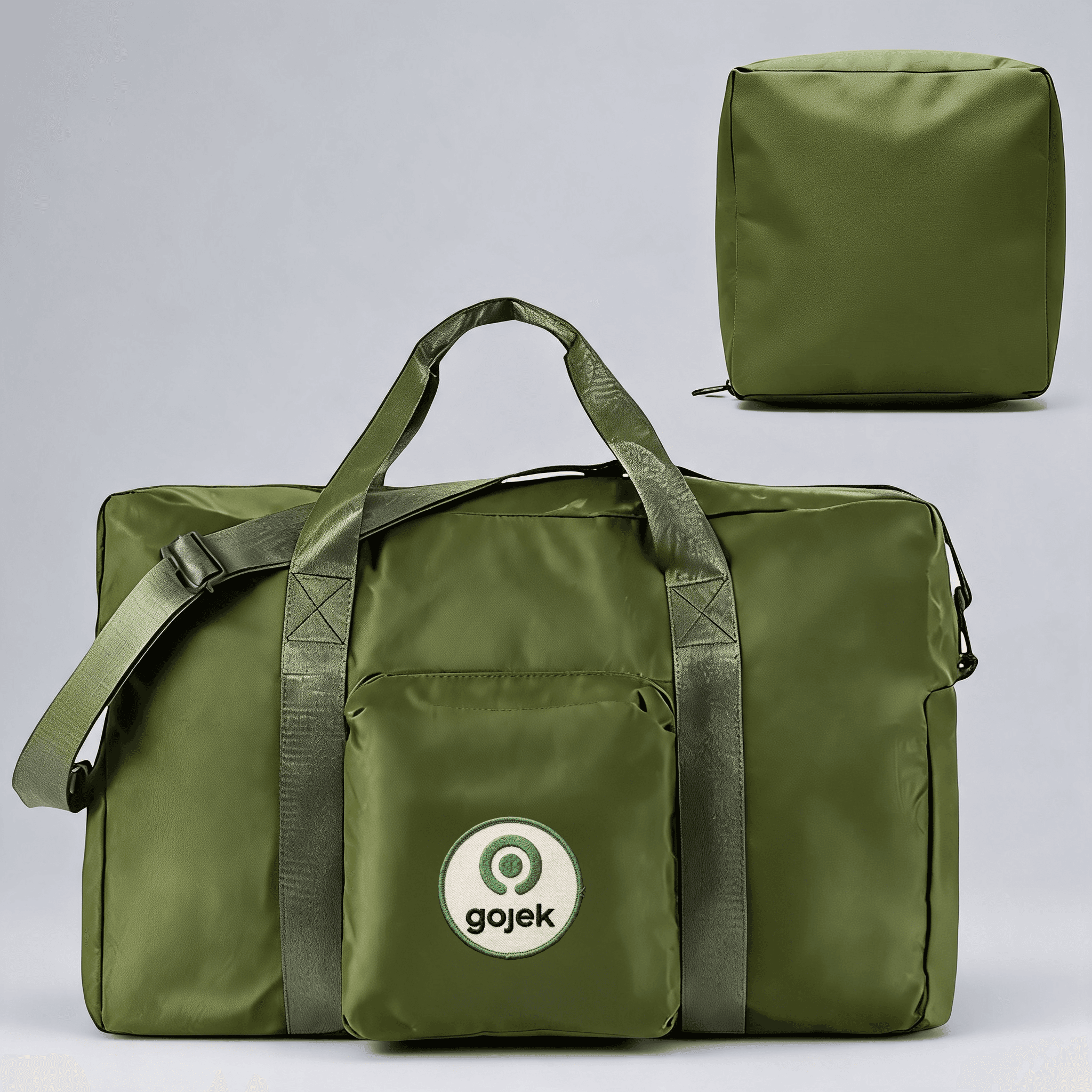 Travel Duffle Bag Lipat Premium (Termasuk Tali Selempang) - cetak logo
