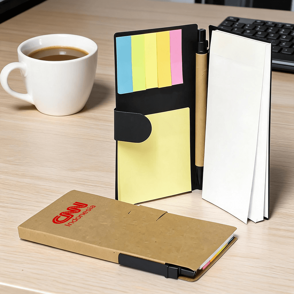 Notepad Saku Ramah Lingkungan dengan Pulpen - cetak logo