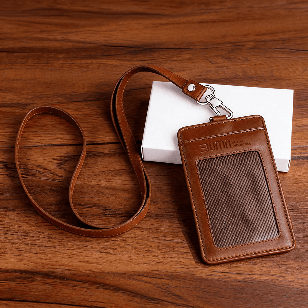 ID Card Holder Portrait dengan Lanyard & Box Set - cetak logo