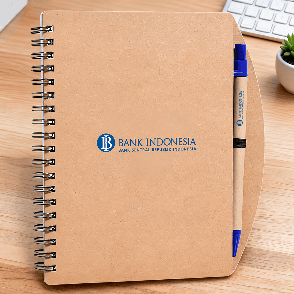 Notebook PP Ramah Lingkungan Trendy dengan Pulpen - cetak logo