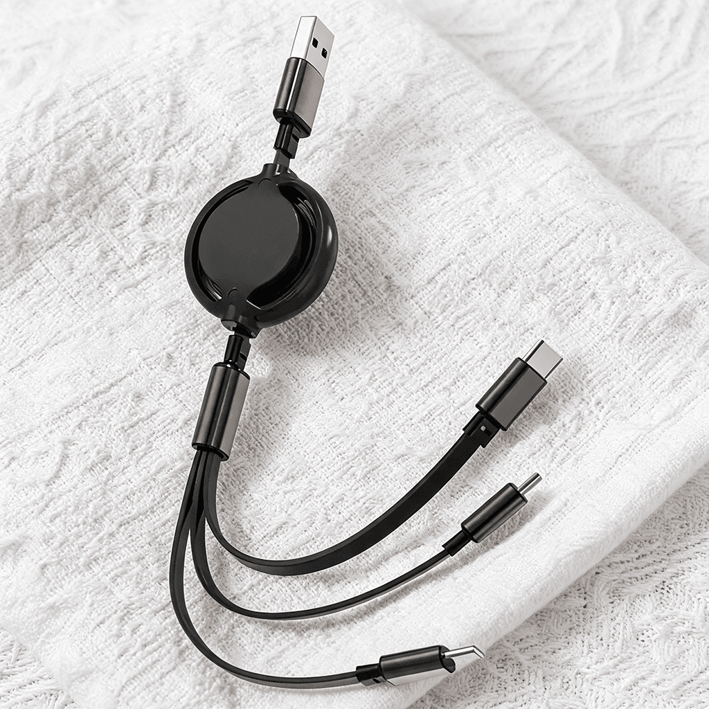 Kabel Retraktabel Fast Charging 3 in 1 (2,4A) - cetak logo