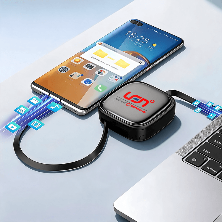 Set Kabel Data 60W dengan Kabel Charger Retraktabel - cetak logo