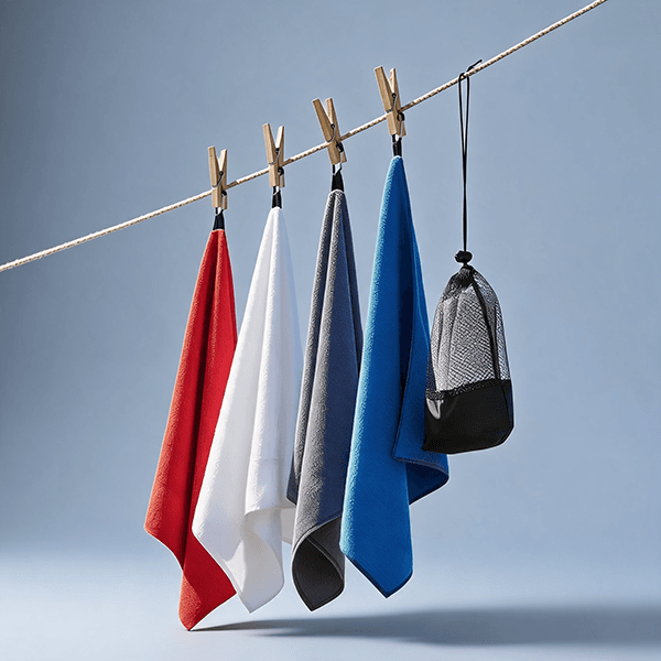 Handuk Olahraga Microfiber dalam Pouch (dengan Carabiner) - cetak logo